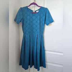 LuLaRoe Amelia Teal Fit-and-Flare Dress